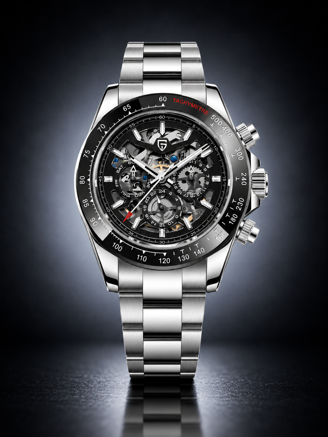 Maison Marjo Spectrum Silver Black Skeleton Chronograph