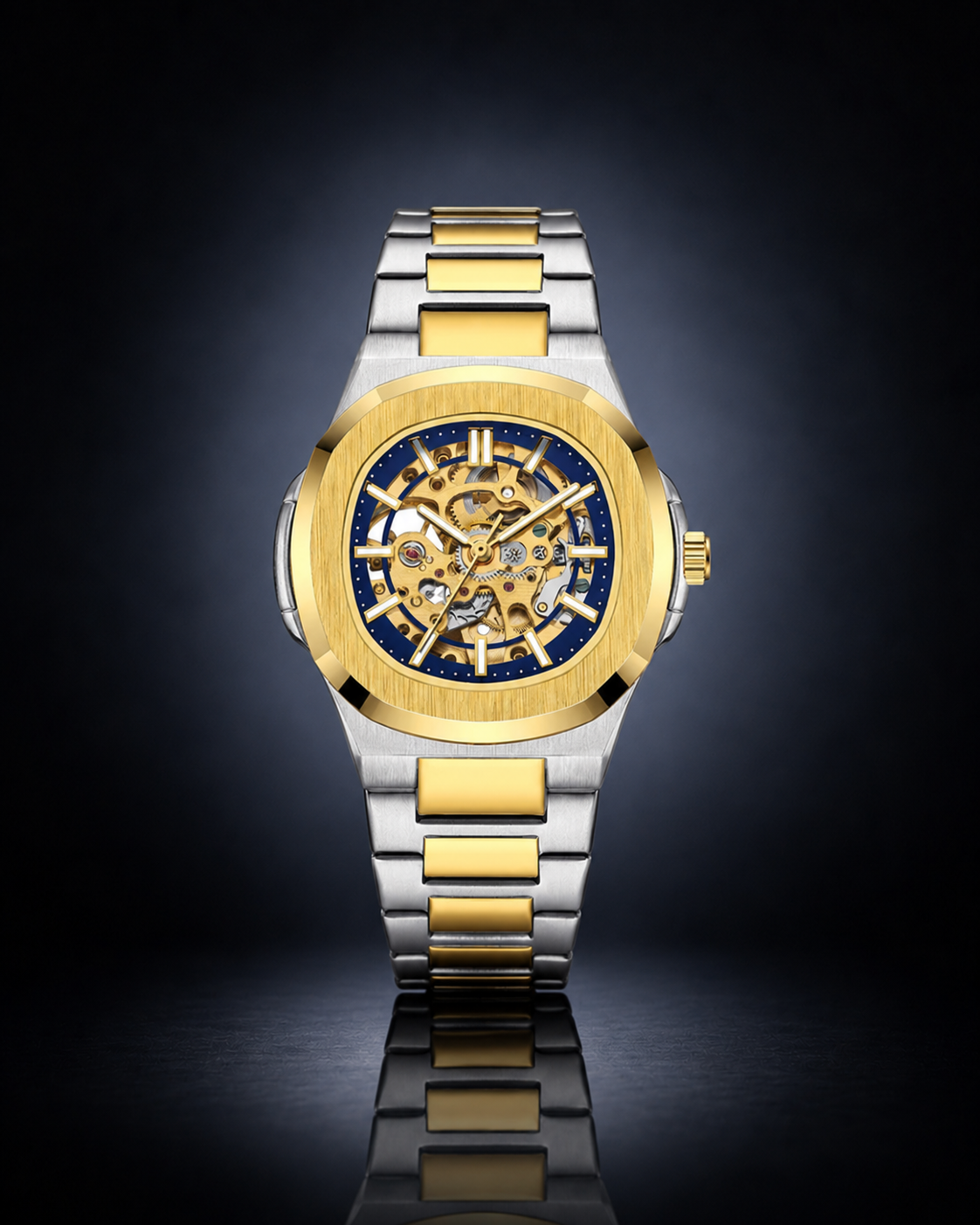 Maison Marjo Straton Two-Tone Gold Blue Skeleton