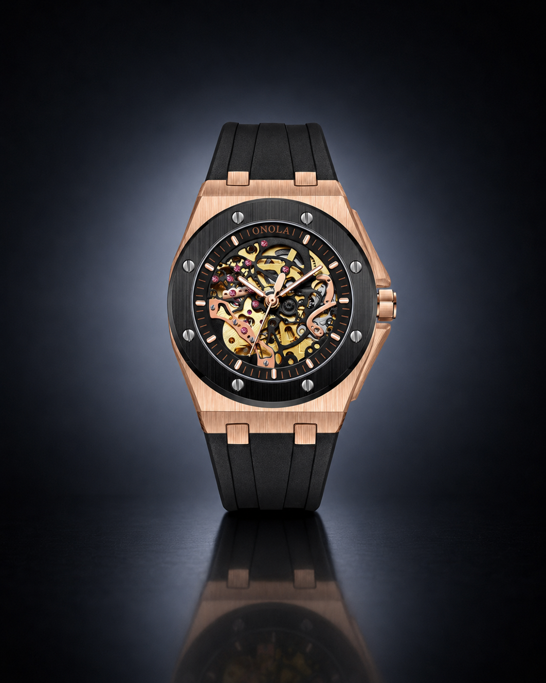 Maison Marjo Vitaire Rose Gold Black Bezel Skeleton