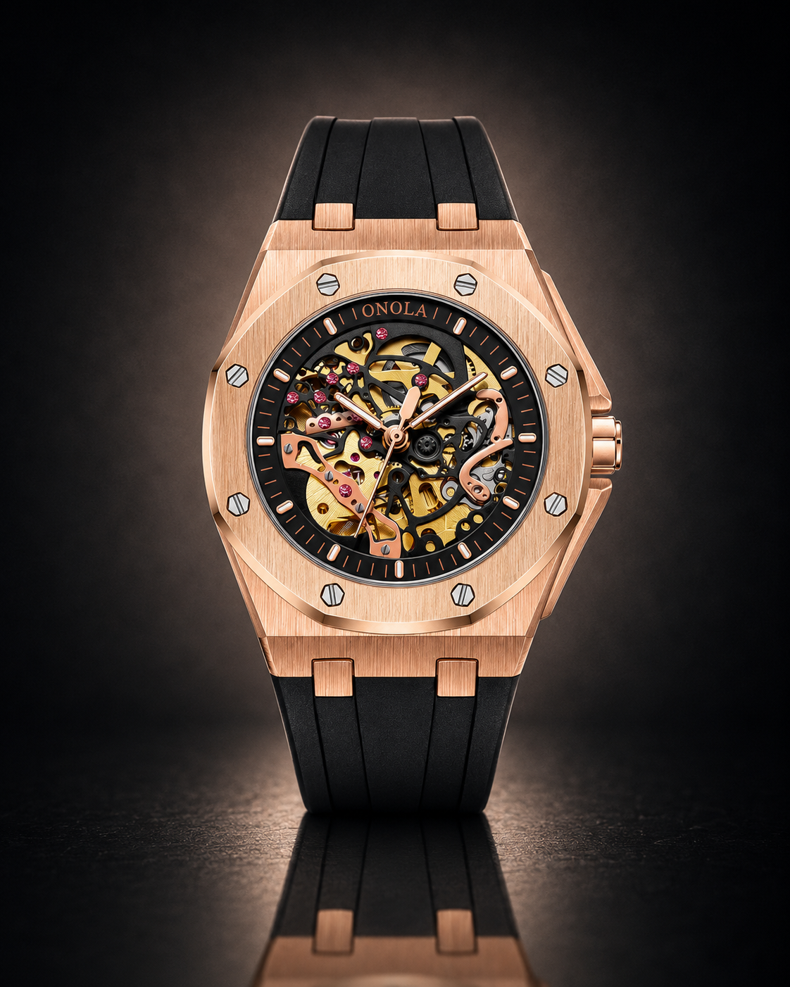 Maison Marjo Vitaire Rose Gold Black Dial Skeleton